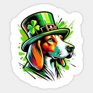 English Foxhound Celebrates Vibrant Saint Patrick's Day Sticker